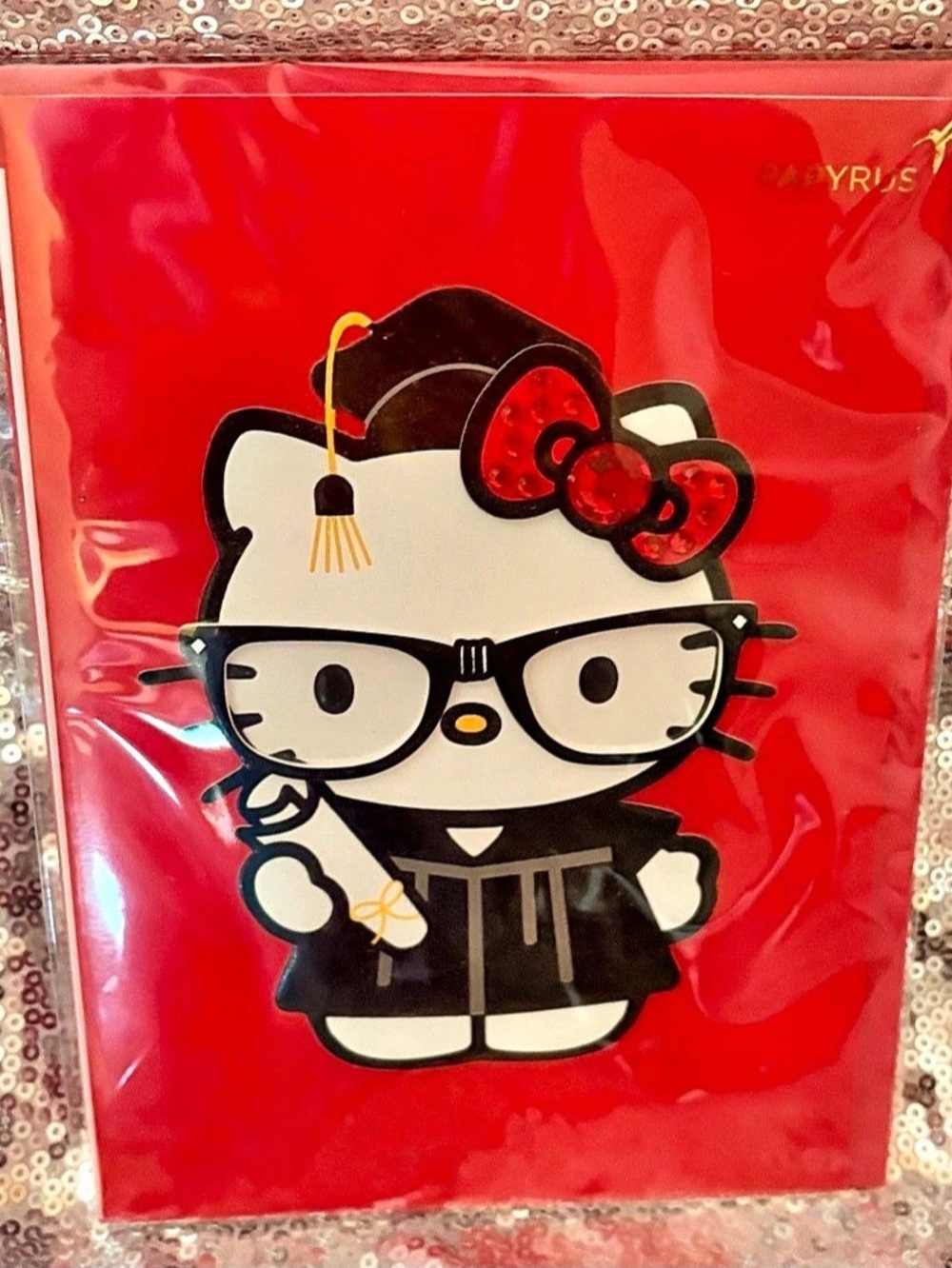 Papyrus Hello Kitty Graduation card Red & White
